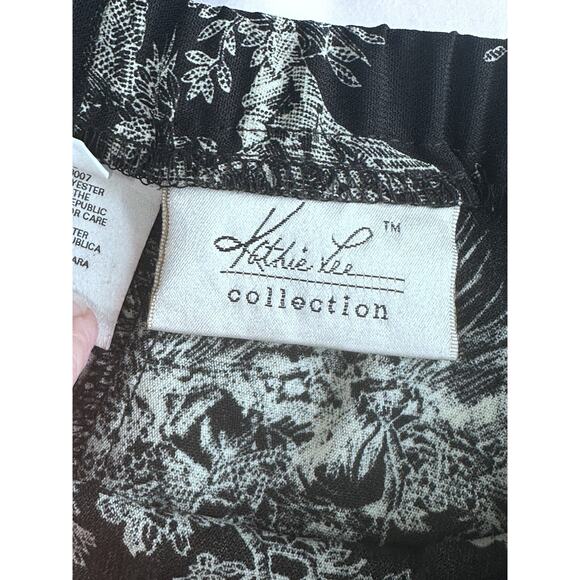 Vintage Kathie Lee Black Floral Toile Maxi Skirt Women’s Size 12 Waist 32” - Picture 7 of 10